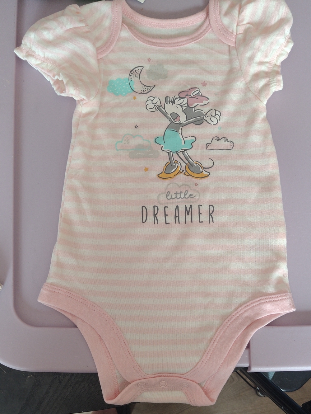 Disney Pink & White Striped 'Little Dreamer' Minnie Mouse One-Piece